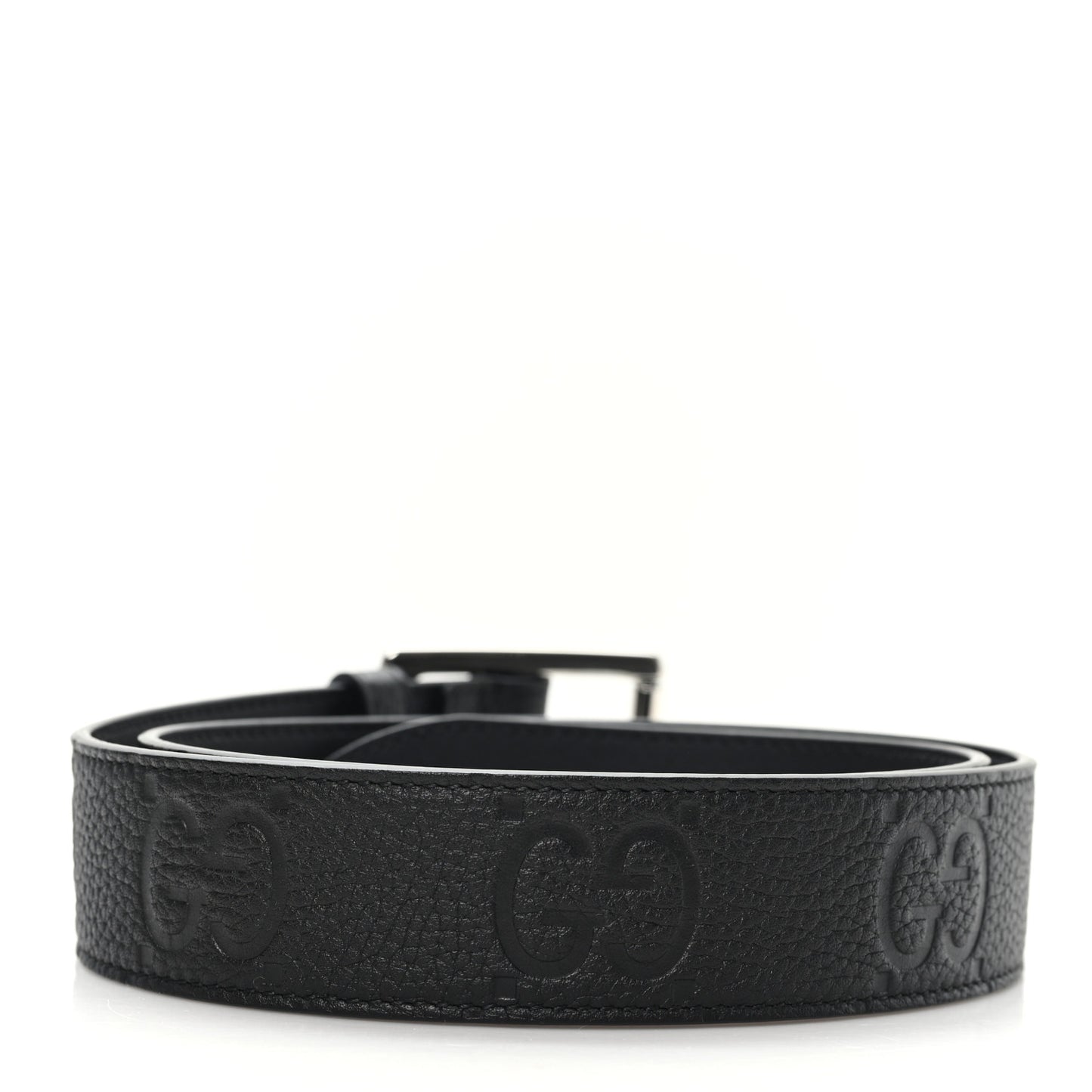 Piuma Calfskin Jumbo GG Embossed 35mm Belt 80 32 Black