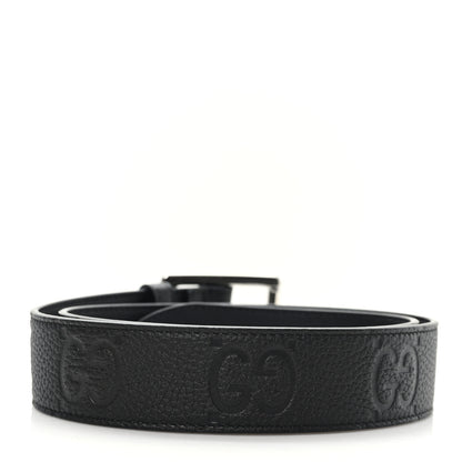 Gucci Piuma Calfskin Jumbo GG Embossed 35mm Belt 80 32 Black 2 of 4