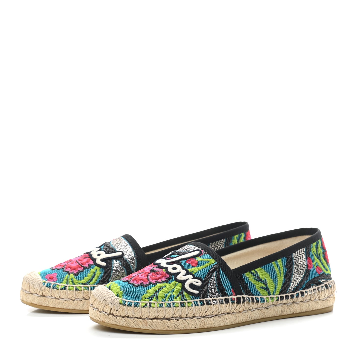 Tapestry Brocade Blind For Love Espadrilles 37 Acquamarine Green Black
