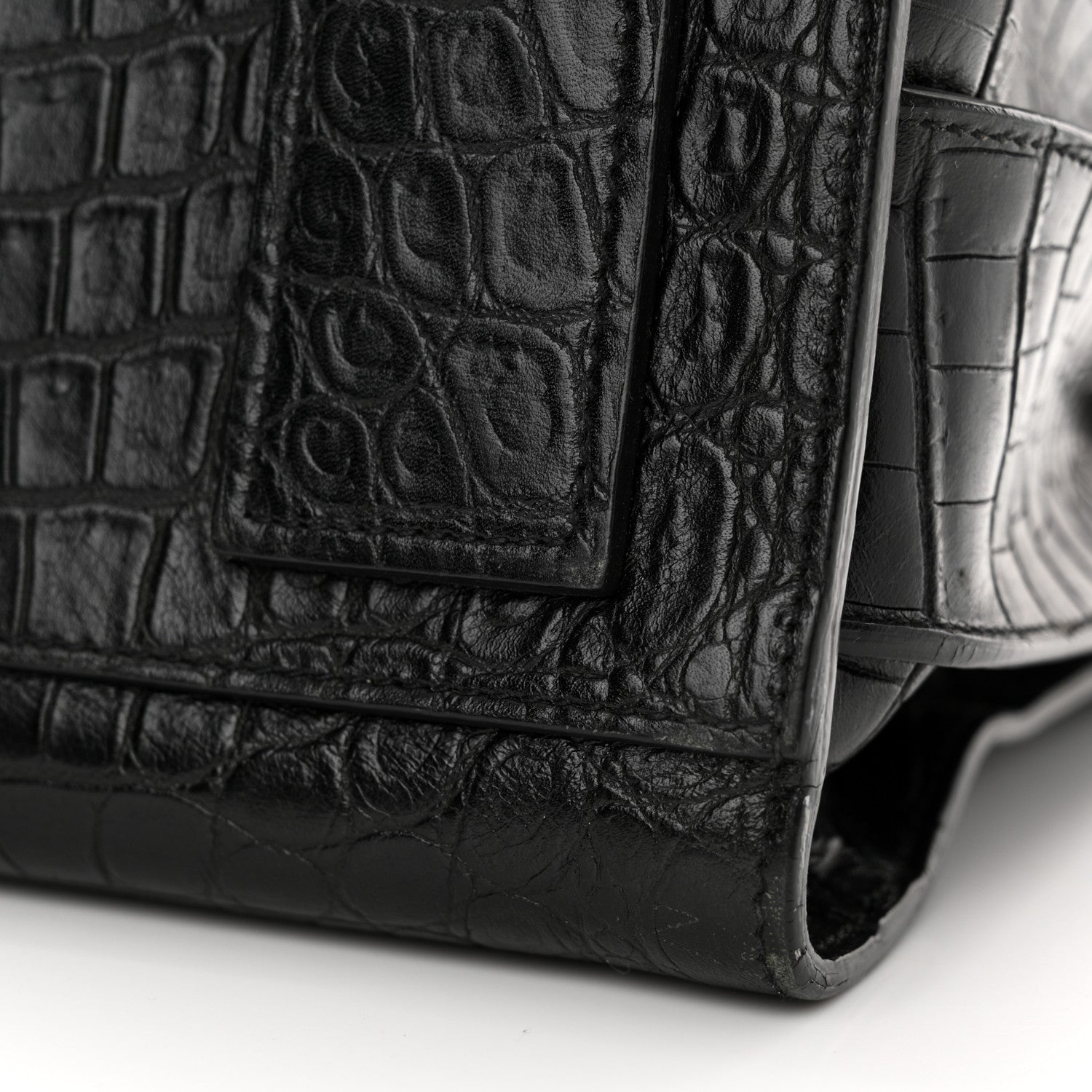 Saint Laurent Calfskin Crocodile Embossed Small Supple Sac de Jour Black 15 of 21