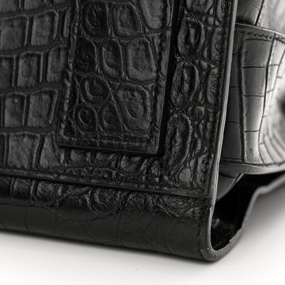 Saint Laurent Calfskin Crocodile Embossed Small Supple Sac de Jour Black 15 of 21