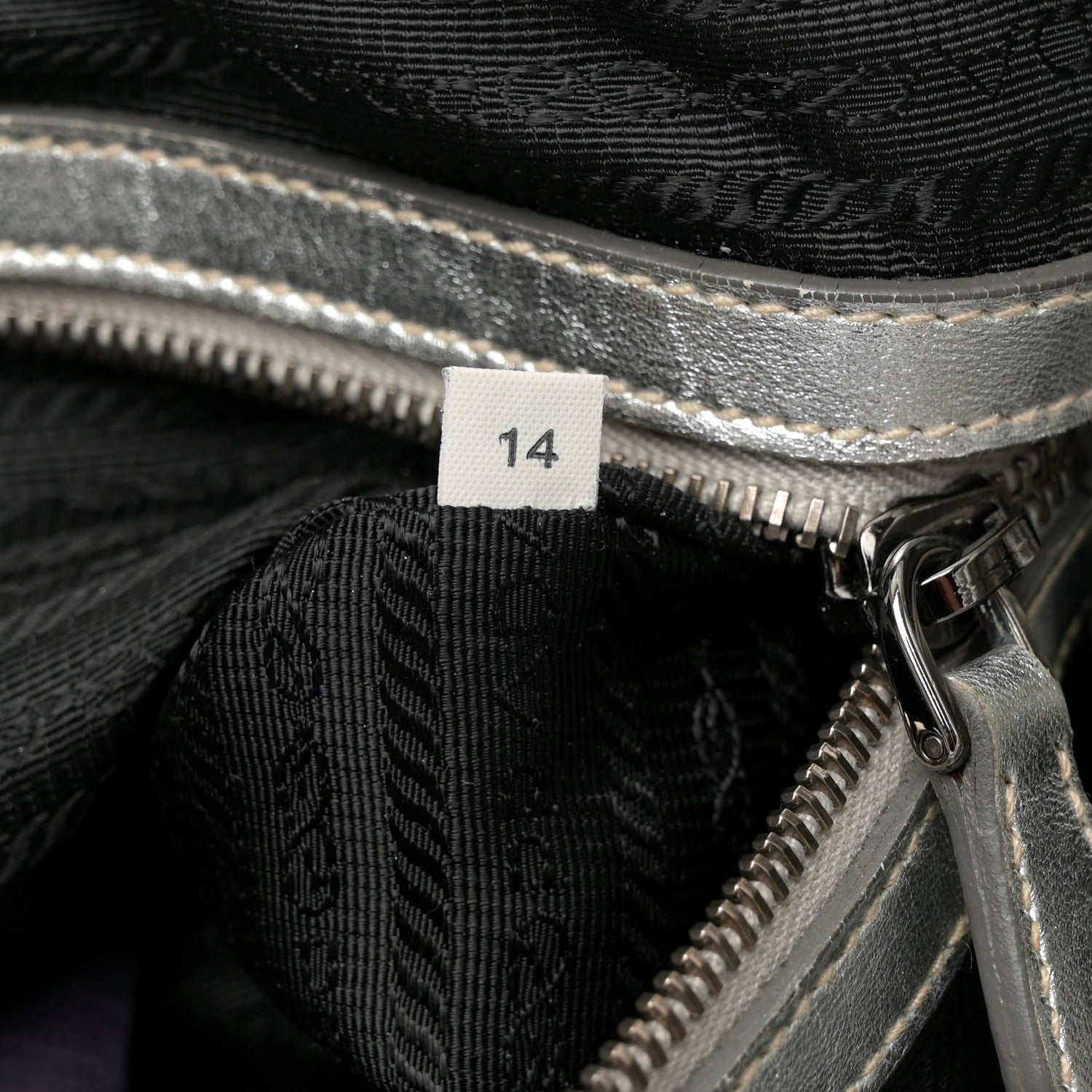 Prada Metallic Nappa Gaufre Messenger Tote Argento 7 of 19