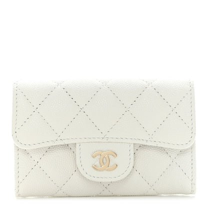 Chanel Caviar Quilted Flap Card Holder Wallet White 1 of 11