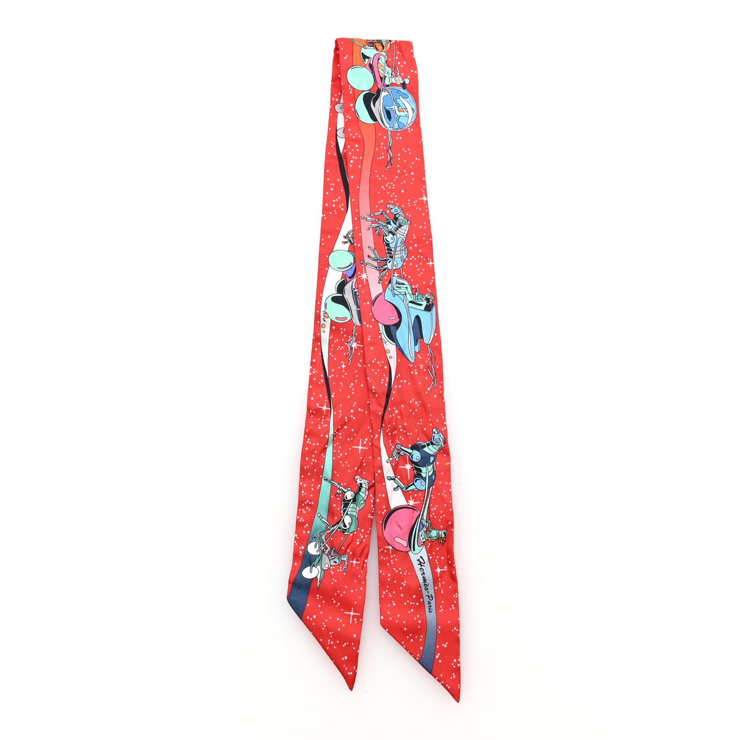 Hermes Silk Space Derby Twilly Rouge Vert Bleu 2 of 3
