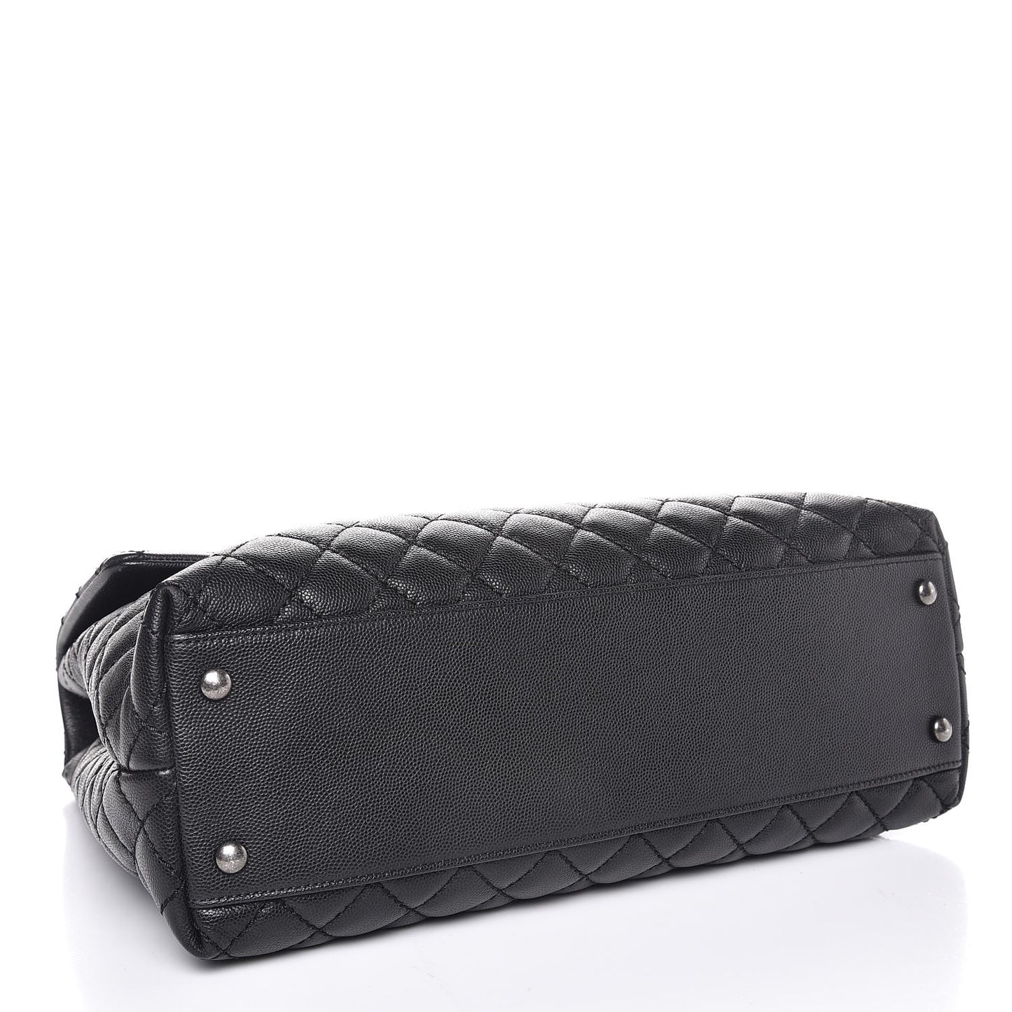 Caviar Quilted Large Coco Handle Flap Black