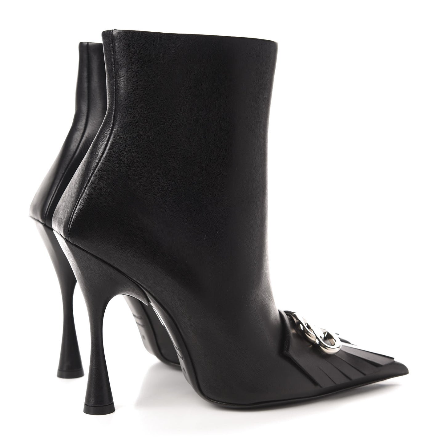 Shiny Kidskin Fringe BB Knife Booties 41 Black