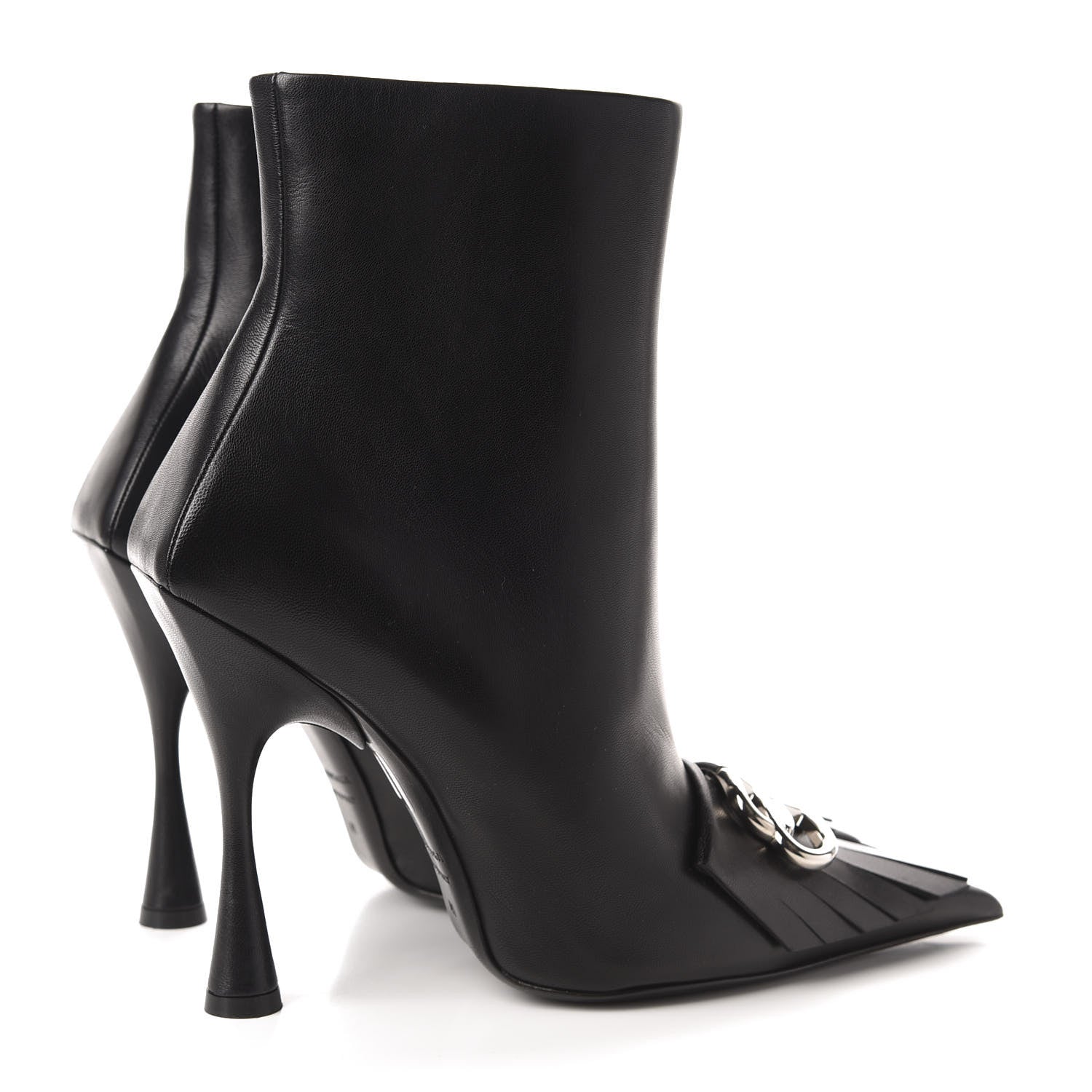 Balenciaga Shiny Kidskin Fringe BB Knife Booties 41 Black 4 of 10