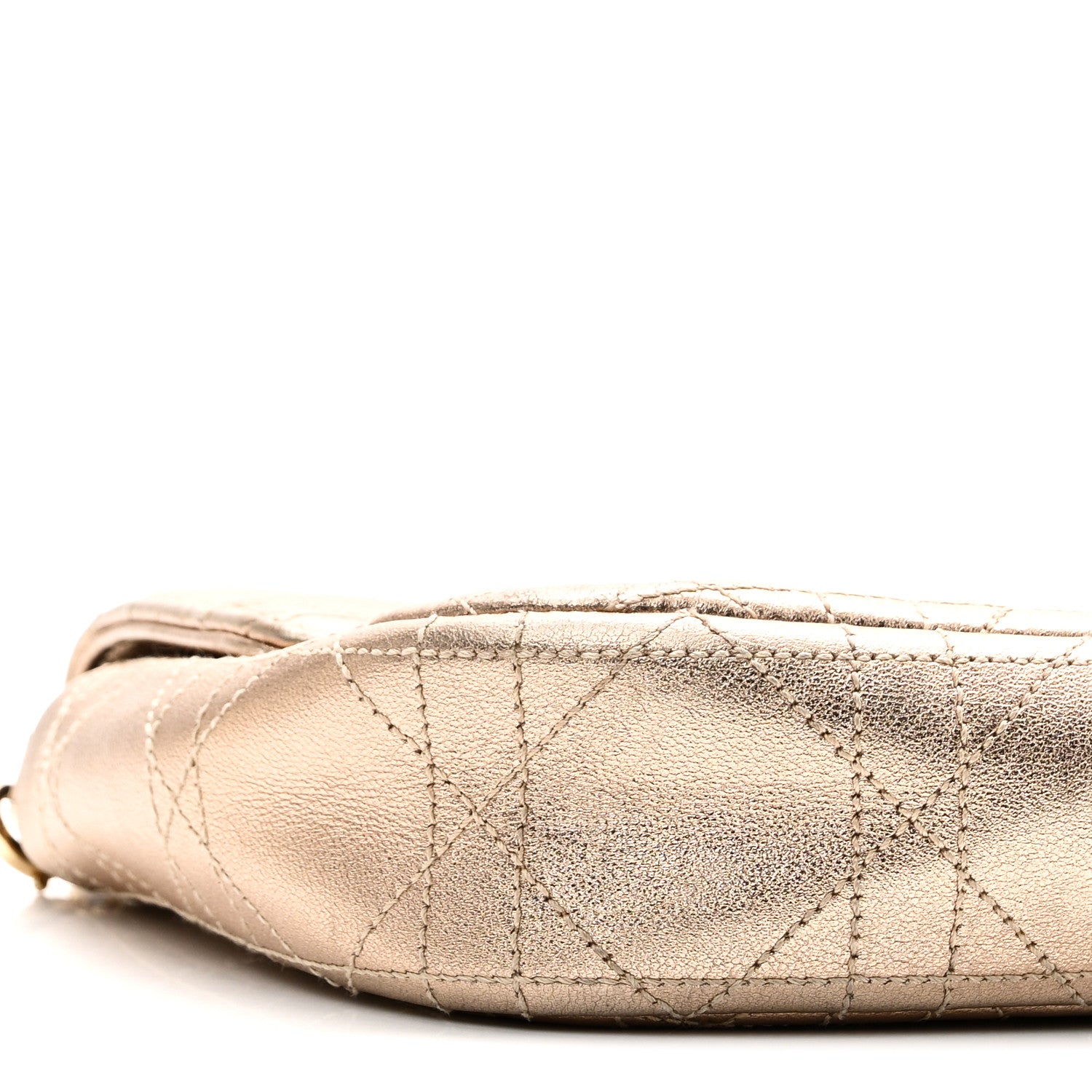Christian Dior Metallic Lambskin Cannage Wallet on Chain Gold 9 of 10