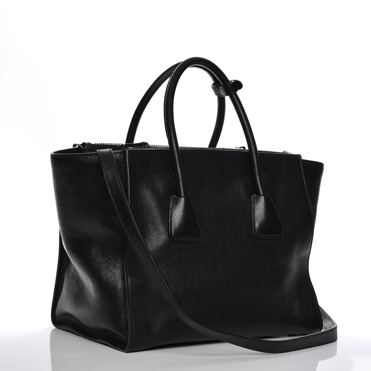 Glace Calf Twin Pocket Tote Nero Black