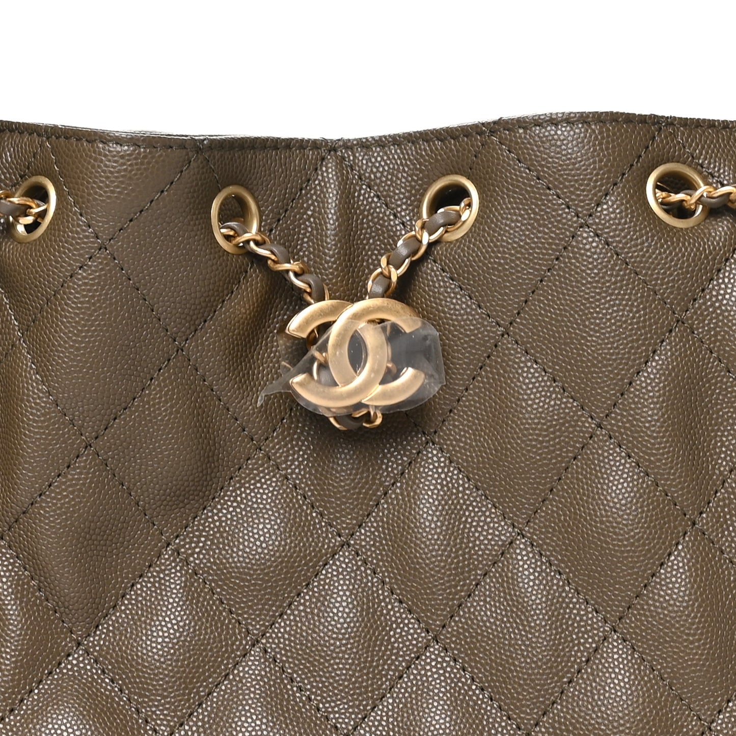 Caviar Quilted Small Chanel 25 Handbag Dark Khaki