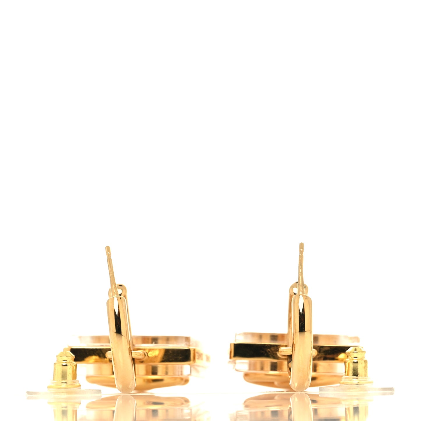 Metal Resin CC Square Drop Earrings Gold Transparent