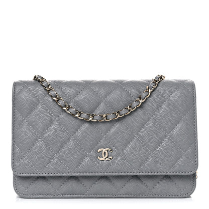 Chanel Caviar Quilted Wallet On Chain WOC Grey 1 of 10