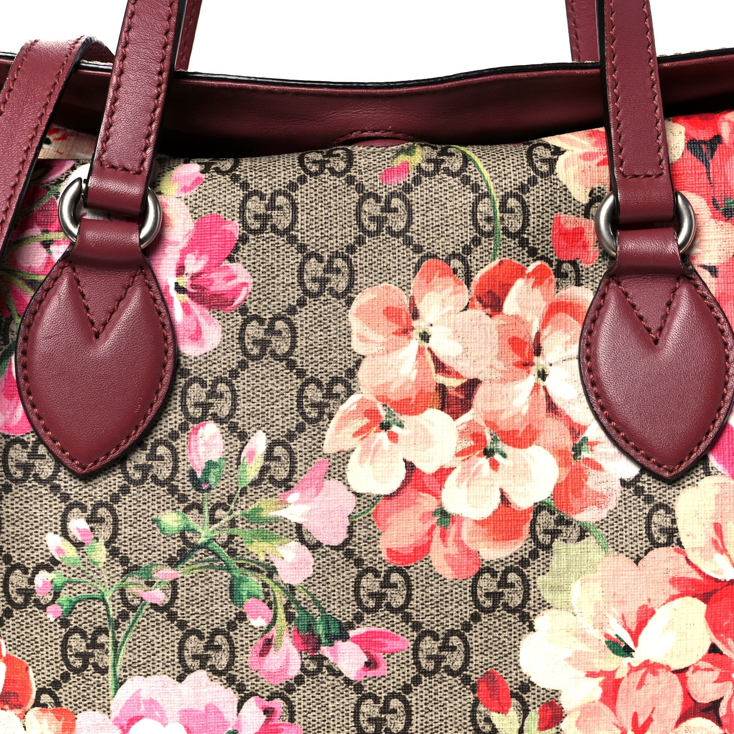 Gucci GG Supreme Monogram Blooms Linea A Foldover Tote Beige Multicolor Dry Rose 9 of 12