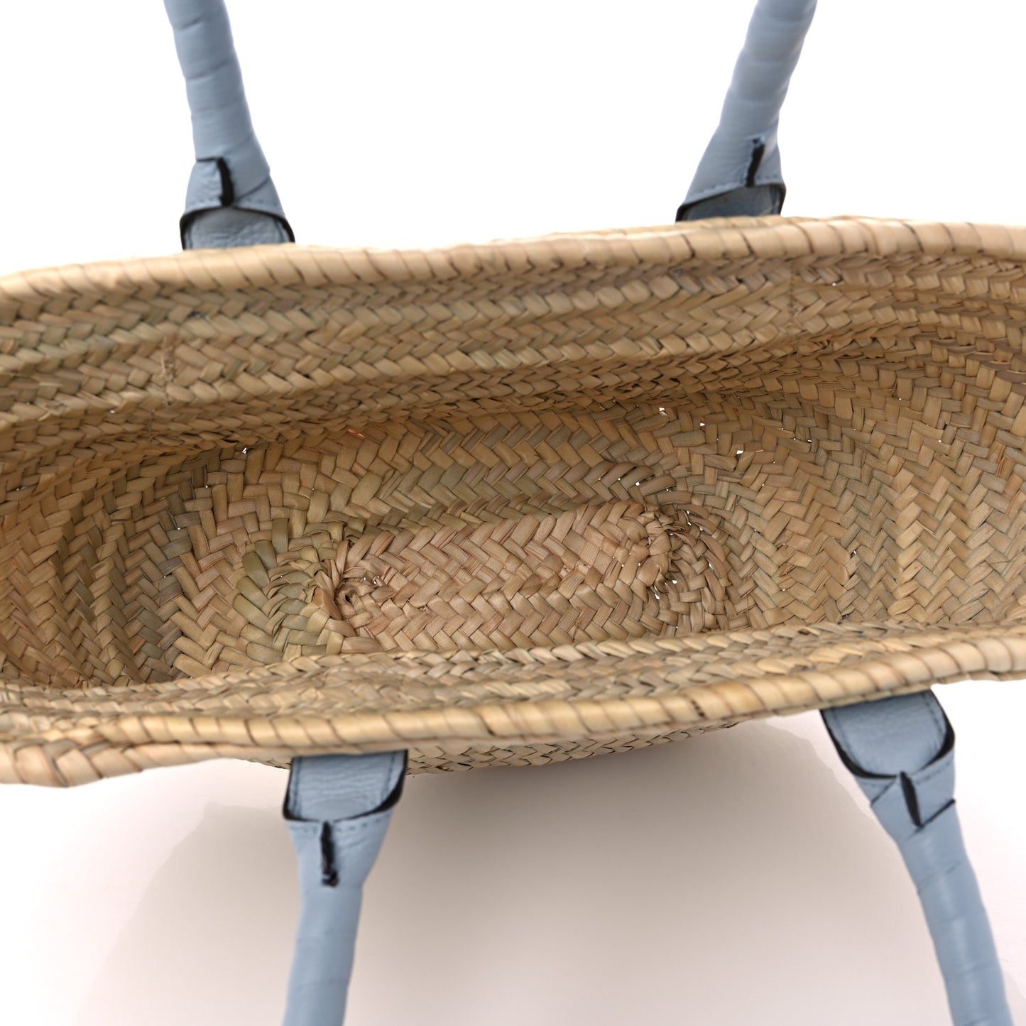 Raffia Small Grain Calfskin Medium Marcie Basket Shady Blue