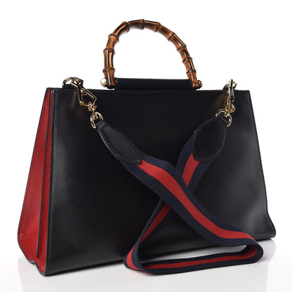 Gucci Nappa Bamboo Web Medium Nymphaea Top Handle Bag Black 3 of 12