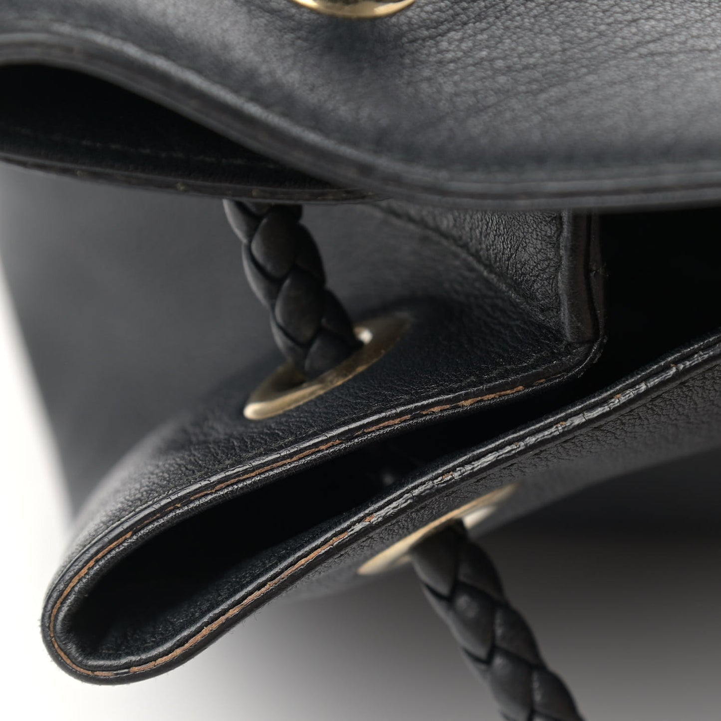 Calfskin Medium Braided Handle Gifford Tote Black