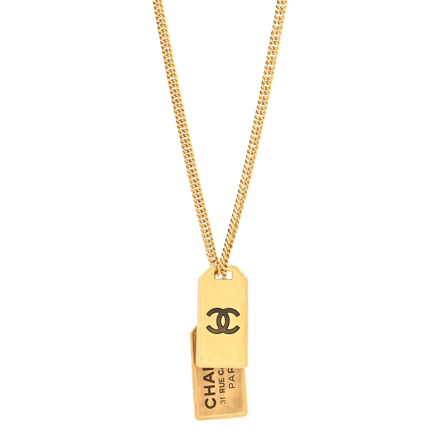 ID Dog Tag Charm Necklace Gold