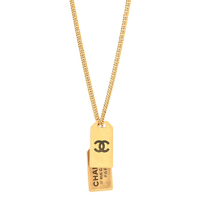Chanel ID Dog Tag Charm Necklace Gold 1 of 5