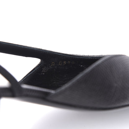 Chanel Lizard Grosgrain Cap Toe CC Slingback Sandals 36 Black 10 of 10