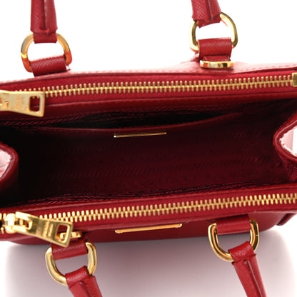 Prada Saffiano Micro Galleria Double Zip Tote Fuoco 5 of 8