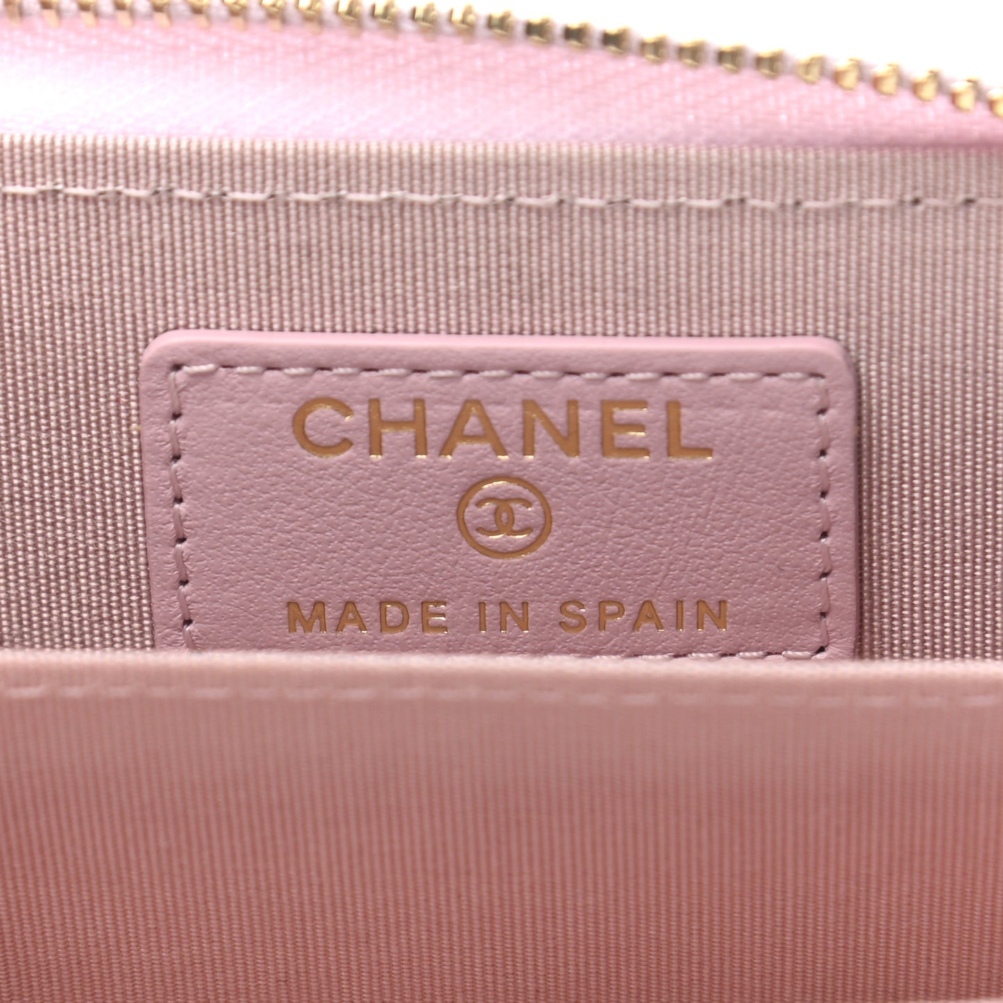 Lambskin Quilted Chanel 19 Zip Around Coin Purse Wallet Light Pink