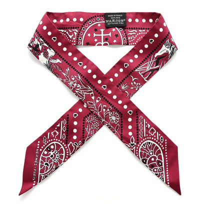 Hermes Silk Peuple Du Vent Bandana Twilly Bordeaux White Black 1 of 4