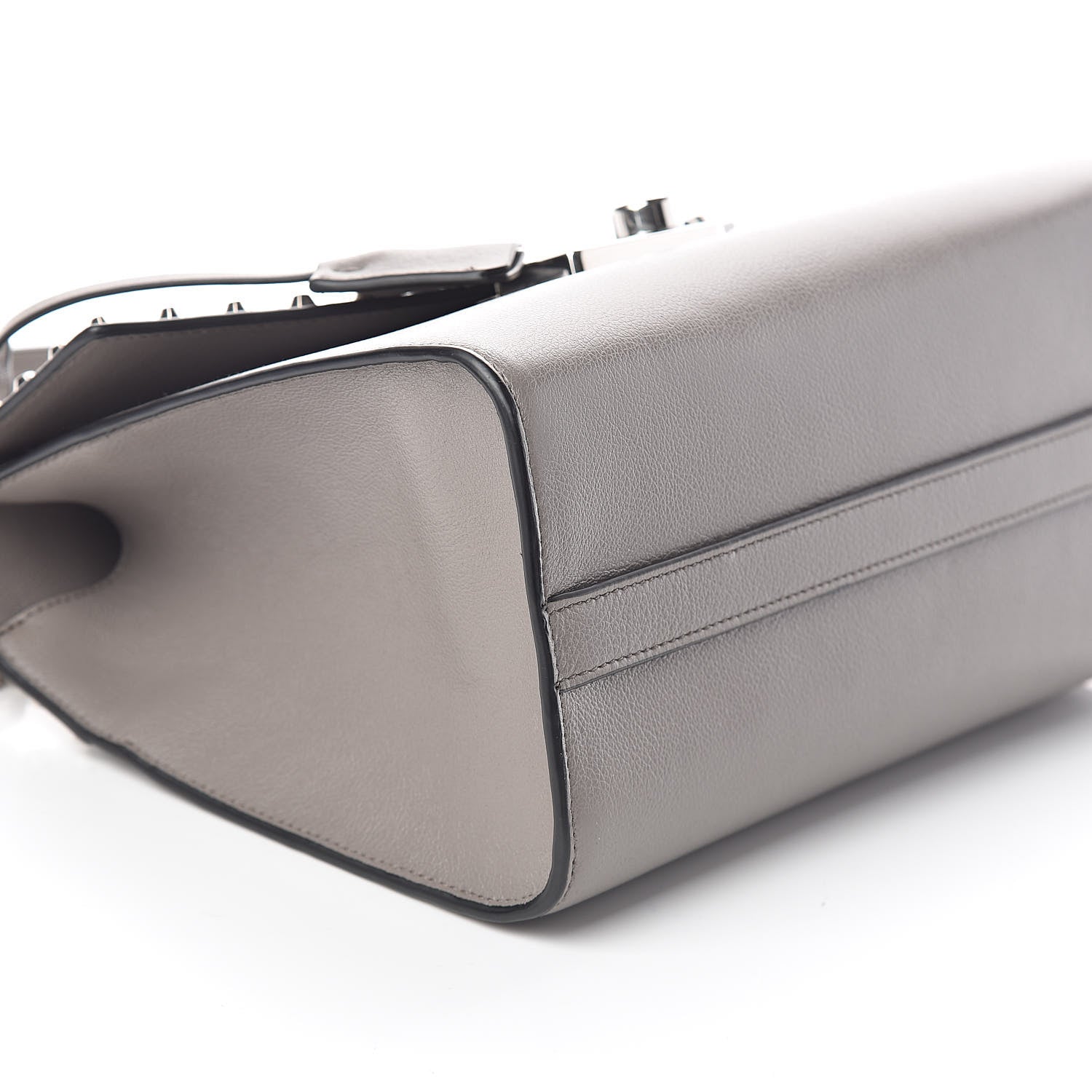 Prada Glace Calfskin Studded Sound Shoulder Bag Argilla 8 of 9