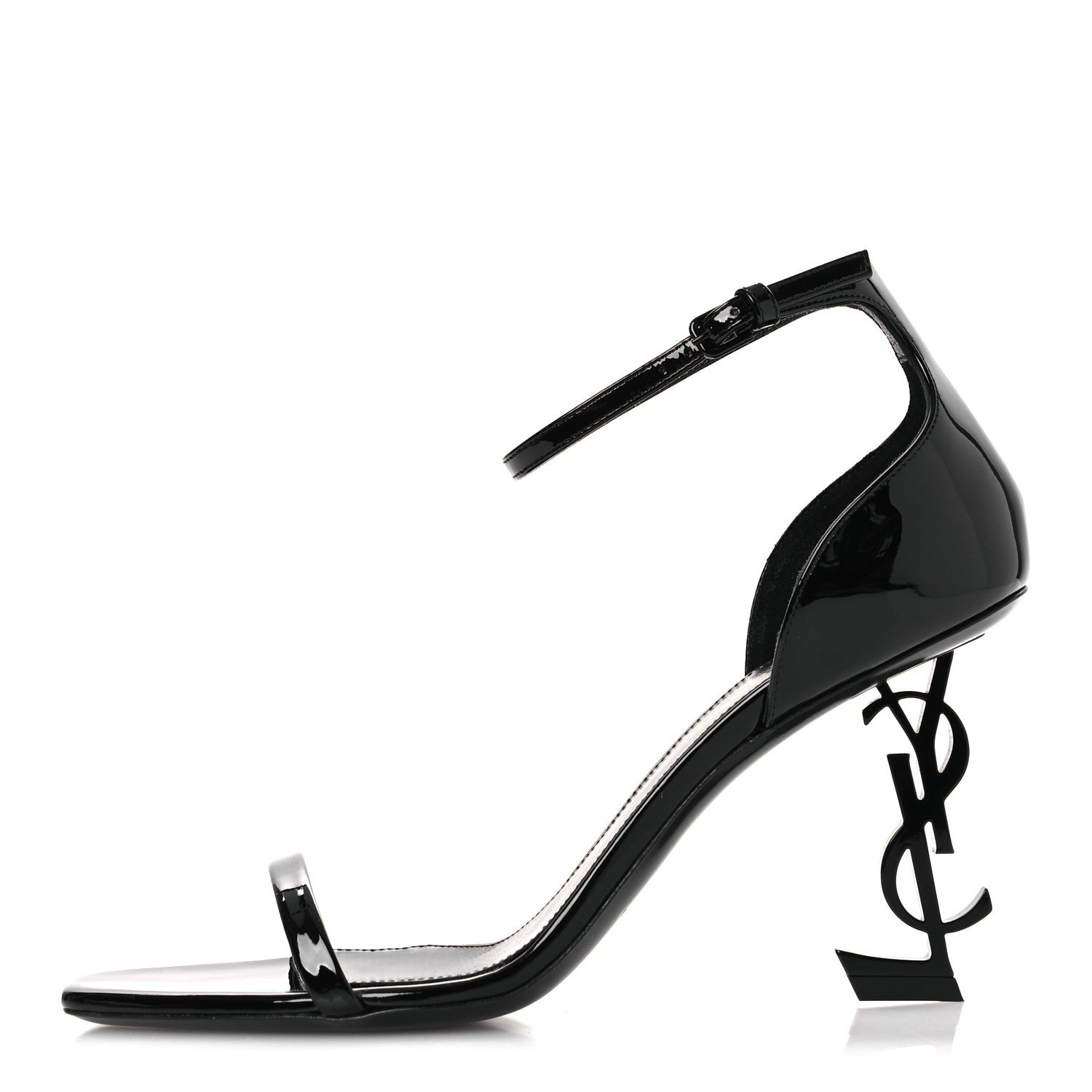Saint Laurent Patent Calfskin Opyum 85 Sandals 37.5 Black 1 of 11