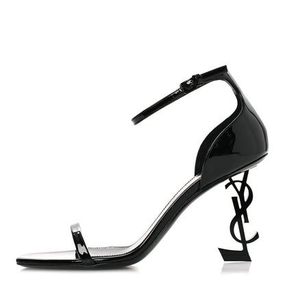 Saint Laurent Patent Calfskin Opyum 85 Sandals 37.5 Black 1 of 11