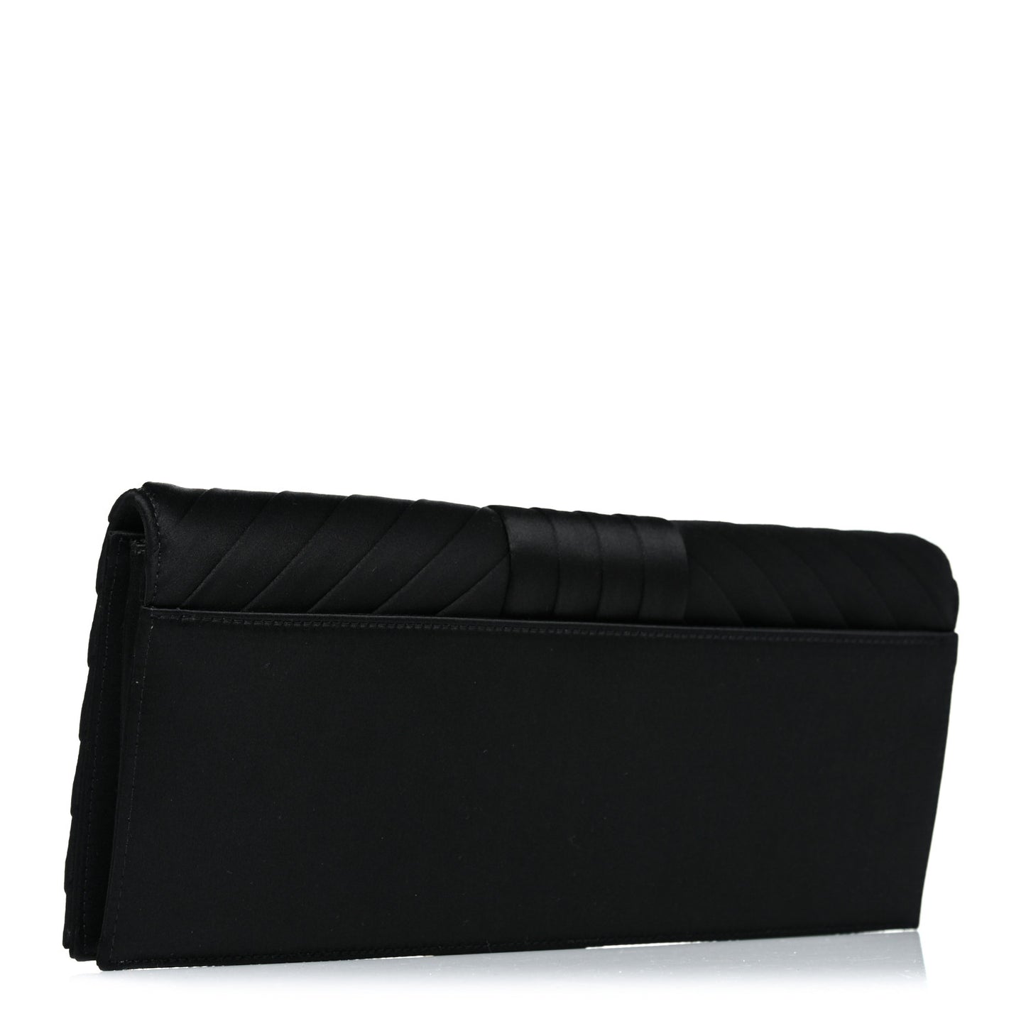 Satin Pleated Flap Clutch Black