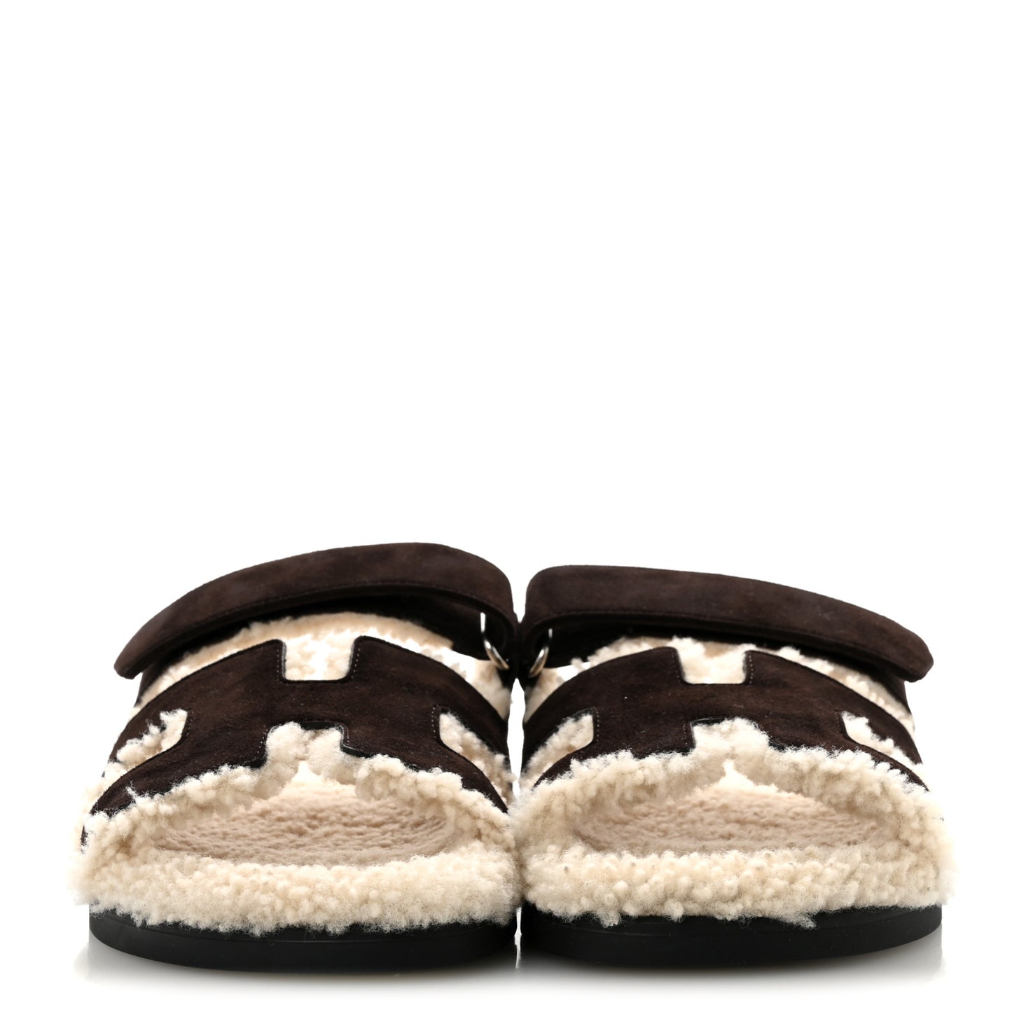 Suede Goatskin Woolskin Womens Chypre Sandals 39.5 Marron Ebene