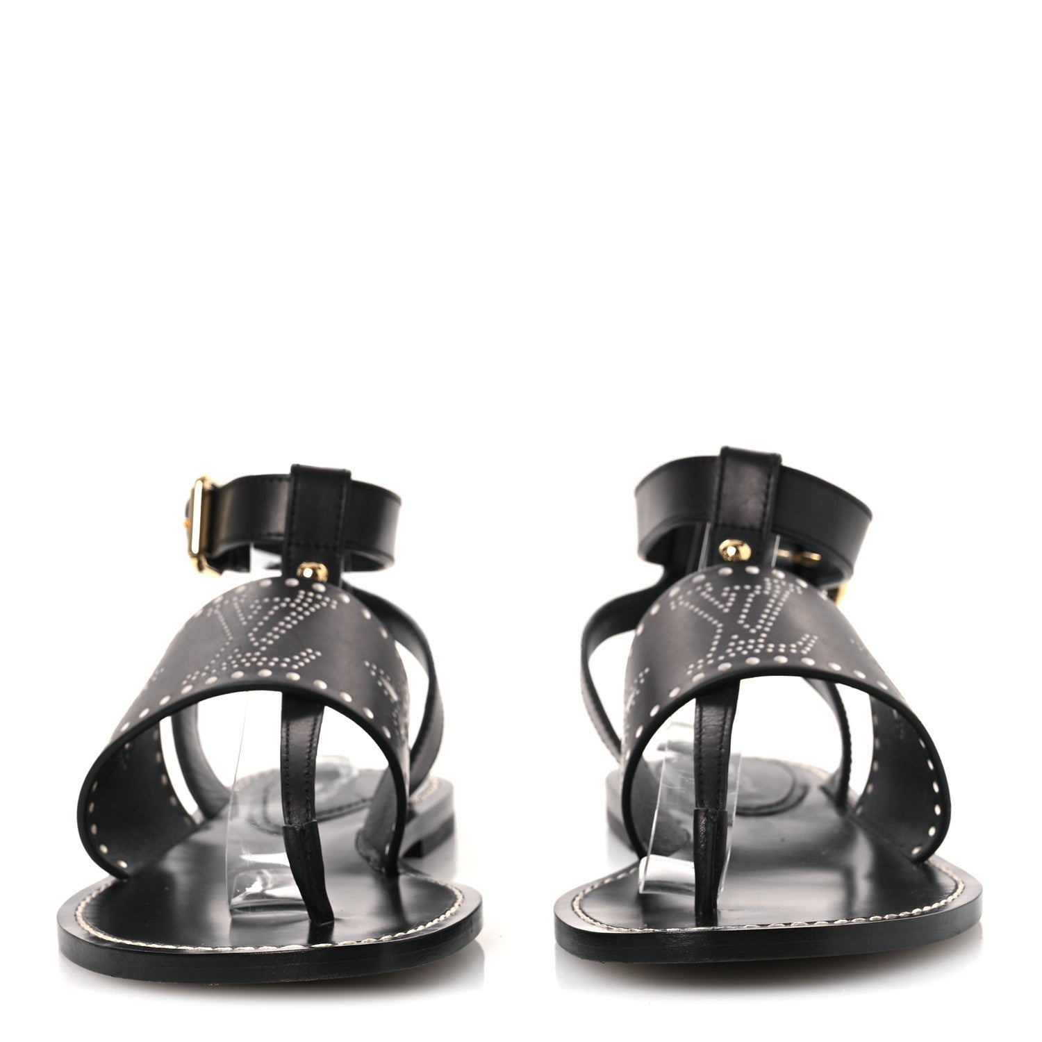 Louis Vuitton Soft Calfskin Perforated Horizon Flat Sandals 36 Black 3 of 12