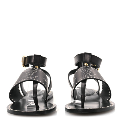 Louis Vuitton Soft Calfskin Perforated Horizon Flat Sandals 36 Black 3 of 12