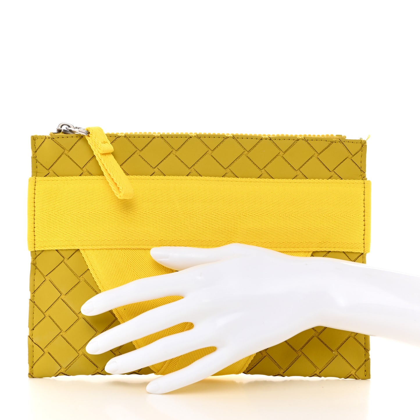 Rubber Intrecciato Canvas V Tape Flat Zip Pouch Mirabelle