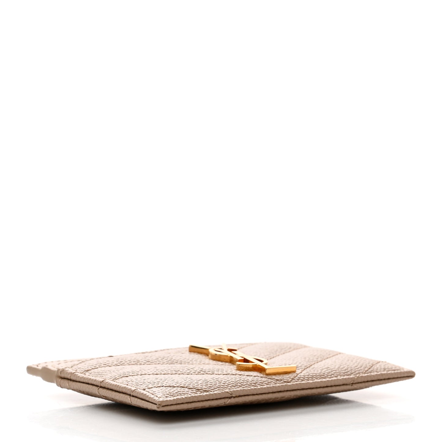 Grain De Poudre Matelasse Chevron Monogram Credit Card Case Dark Beige