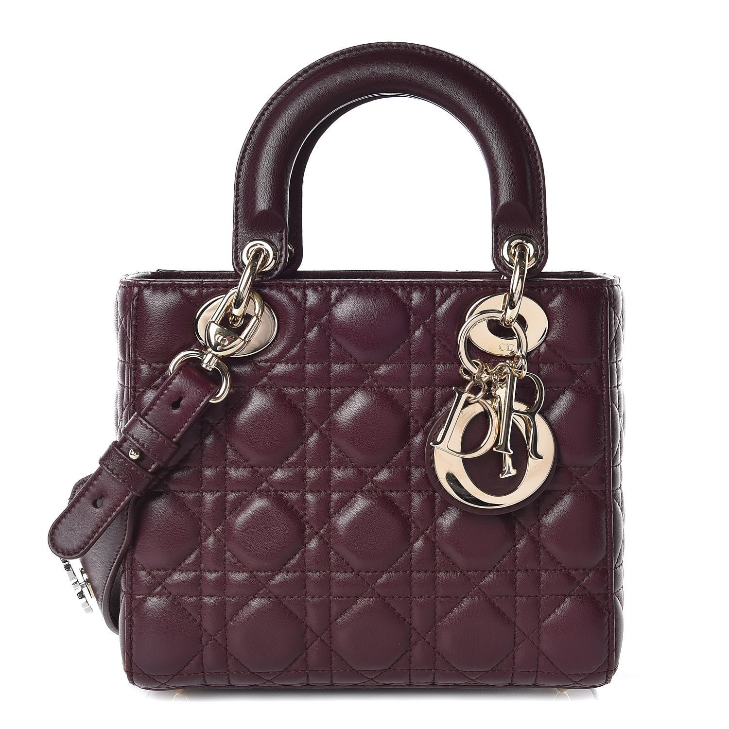 Christian Dior Lambskin Cannage Small Lucky Badges My Lady Dior Burgundy 1 of 14
