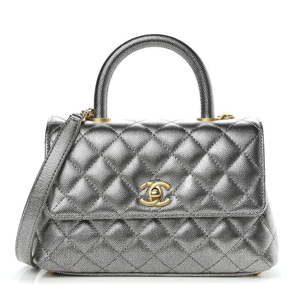 Chanel Metallic Caviar Quilted Mini Coco Handle Flap Silver 1 of 11