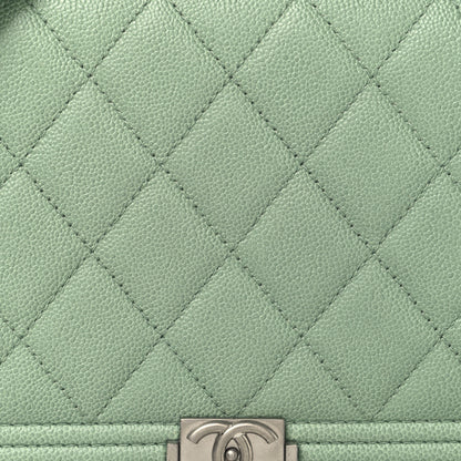 Chanel Caviar Quilted Boy Wallet On Chain WOC Light Green 9 of 13