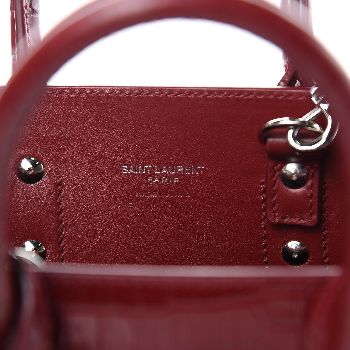 Calfskin Crocodile Embossed Nano Sac De Jour Dark Red