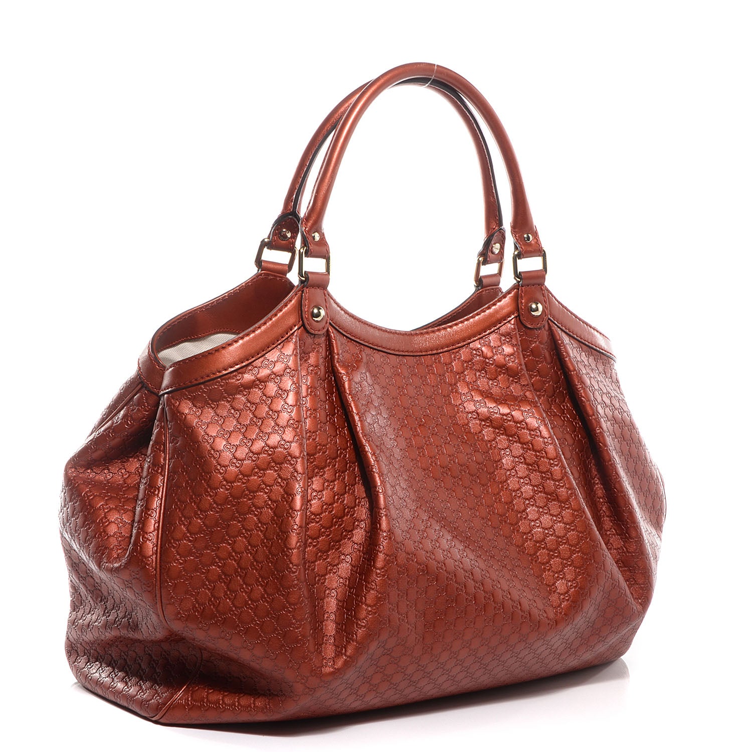 Gucci Metallic Microguccissima Large Sukey Tote Burnt Orange 3 of 7