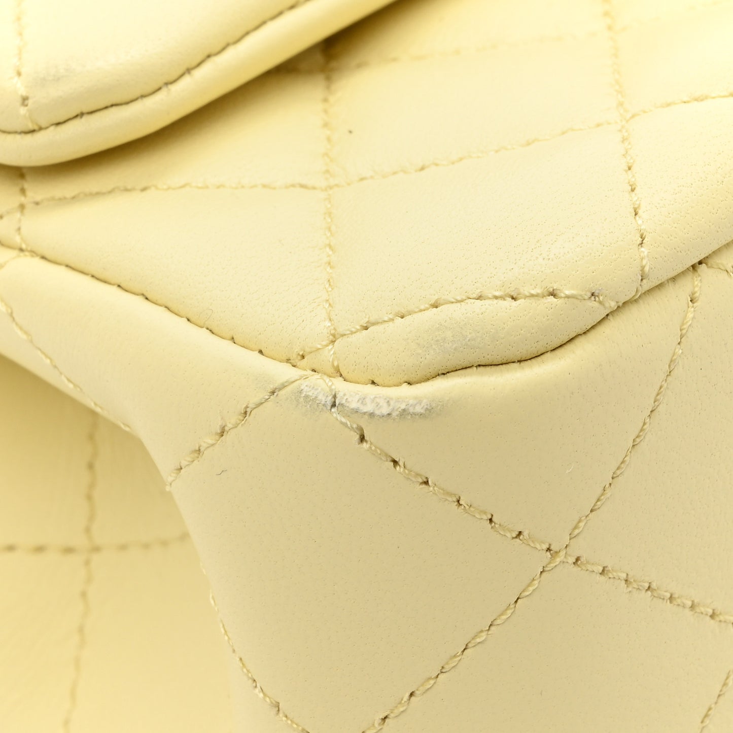Lambskin Quilted Mini Rectangular Sweet Camellia Flap Yellow