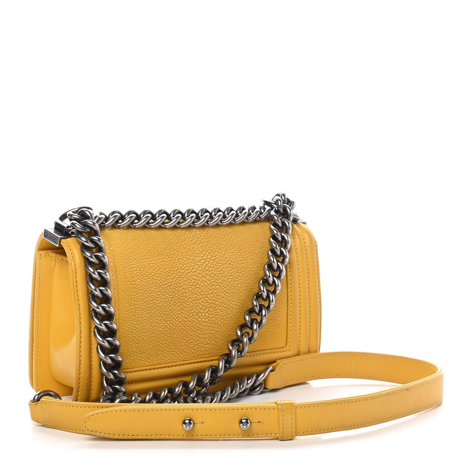 Chanel Galuchat Stingray Small Boy Flap Yellow 4 of 11