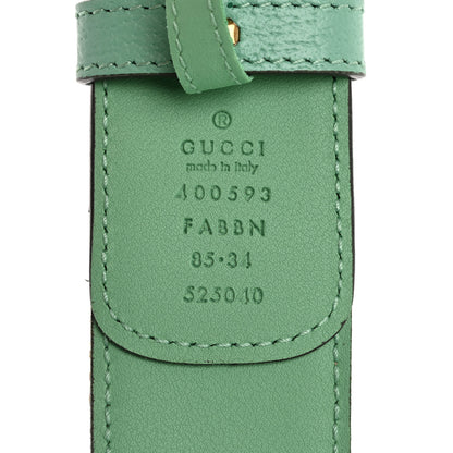 Gucci Monogram Jumbo GG Textured Dollar Calfskin Double G 40mm Belt 85 34 Mint Green 3 of 6