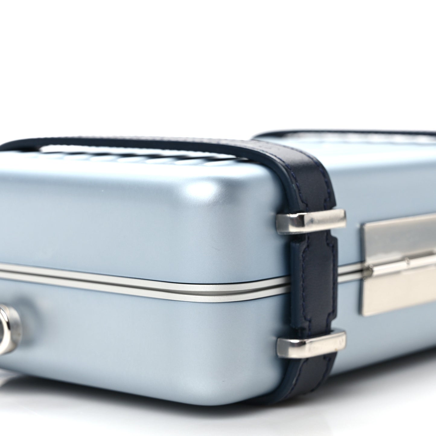 X RIMOWA Aluminum Personal Clutch On Strap Bleu