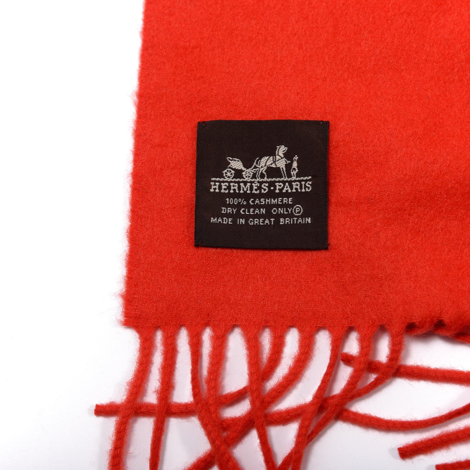 Hermes Cashmere Fringe Scarf Red 4 of 4