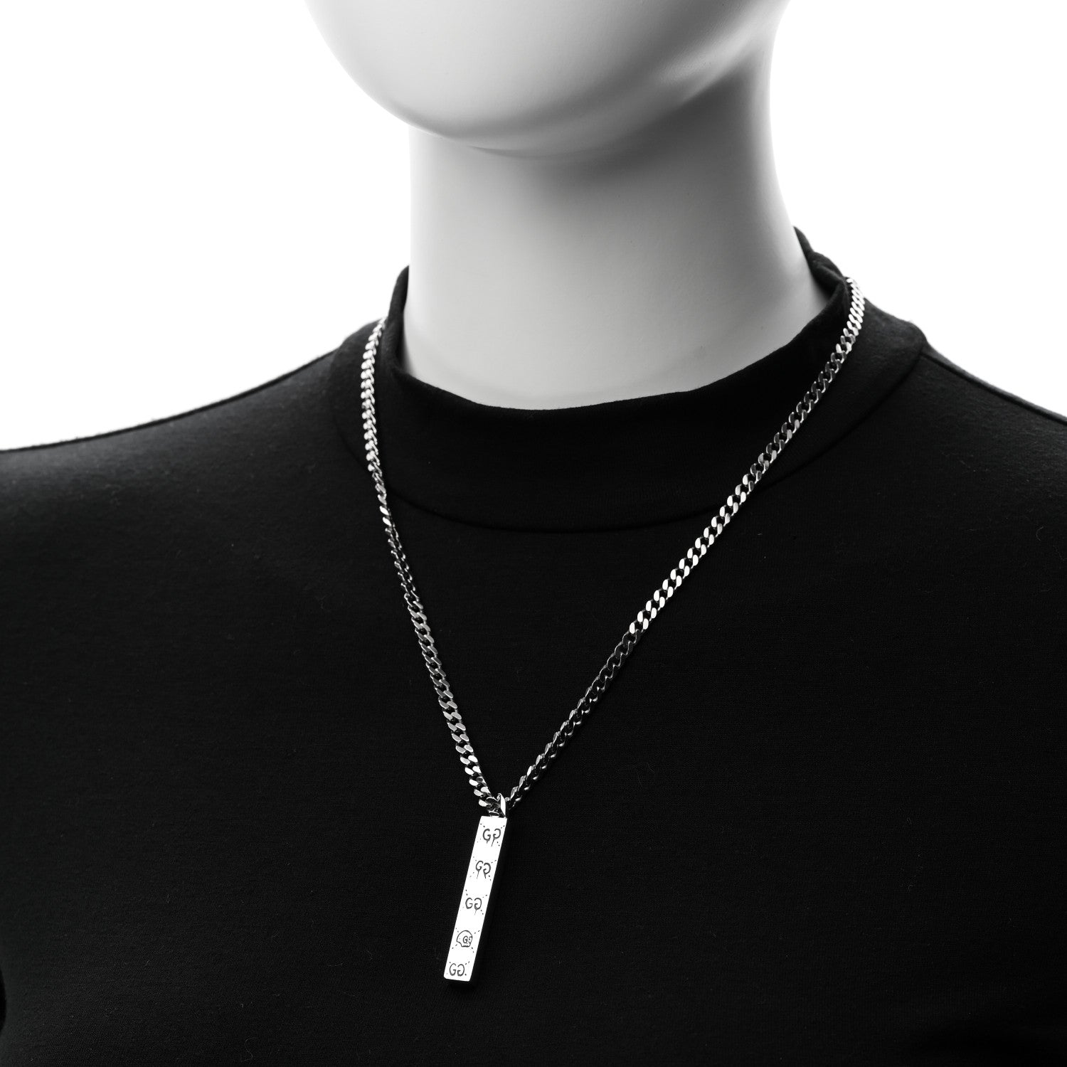 Gucci Sterling Silver Gucci Ghost Bar Pendant Necklace 2 of 5