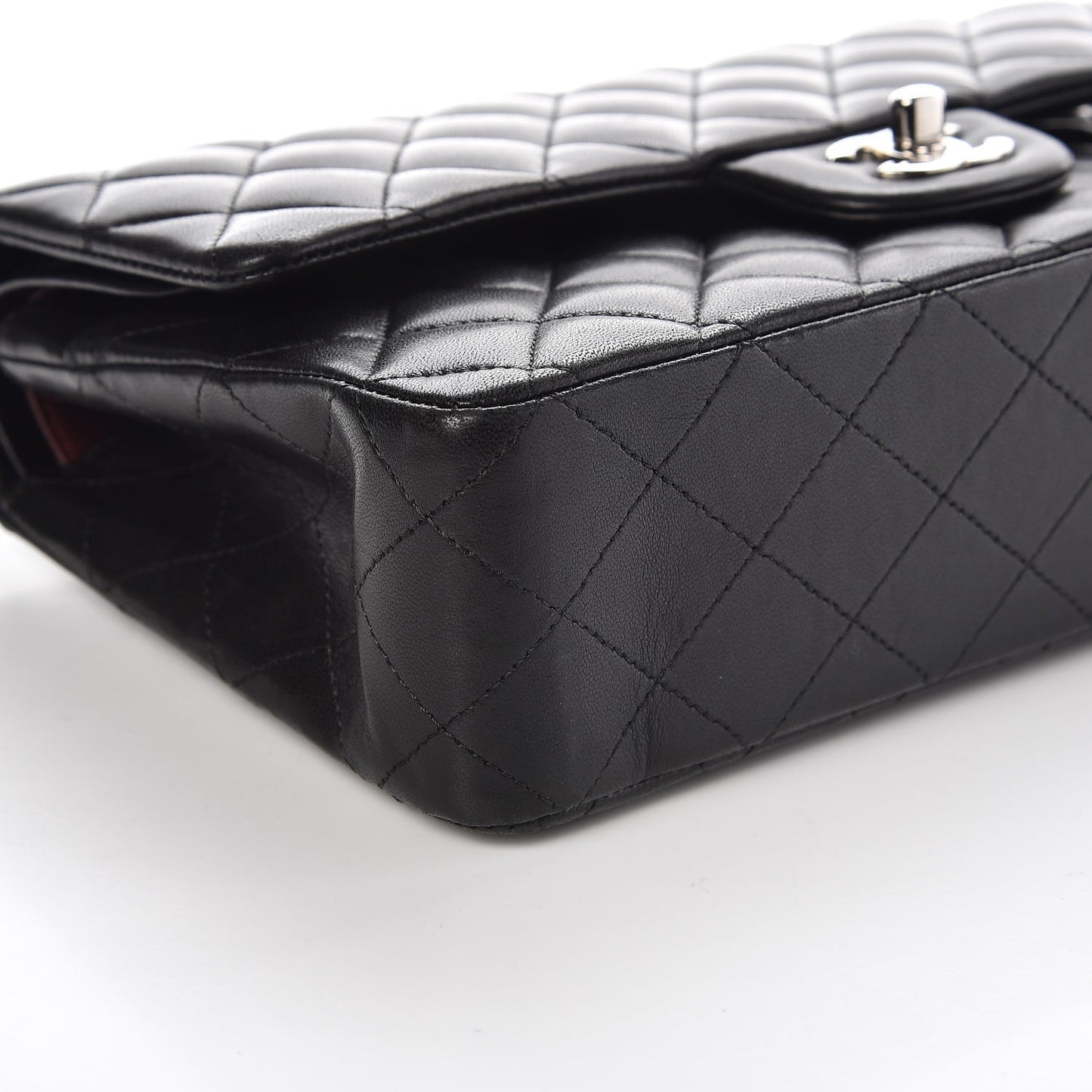 Lambskin Quilted Medium Double Flap Black