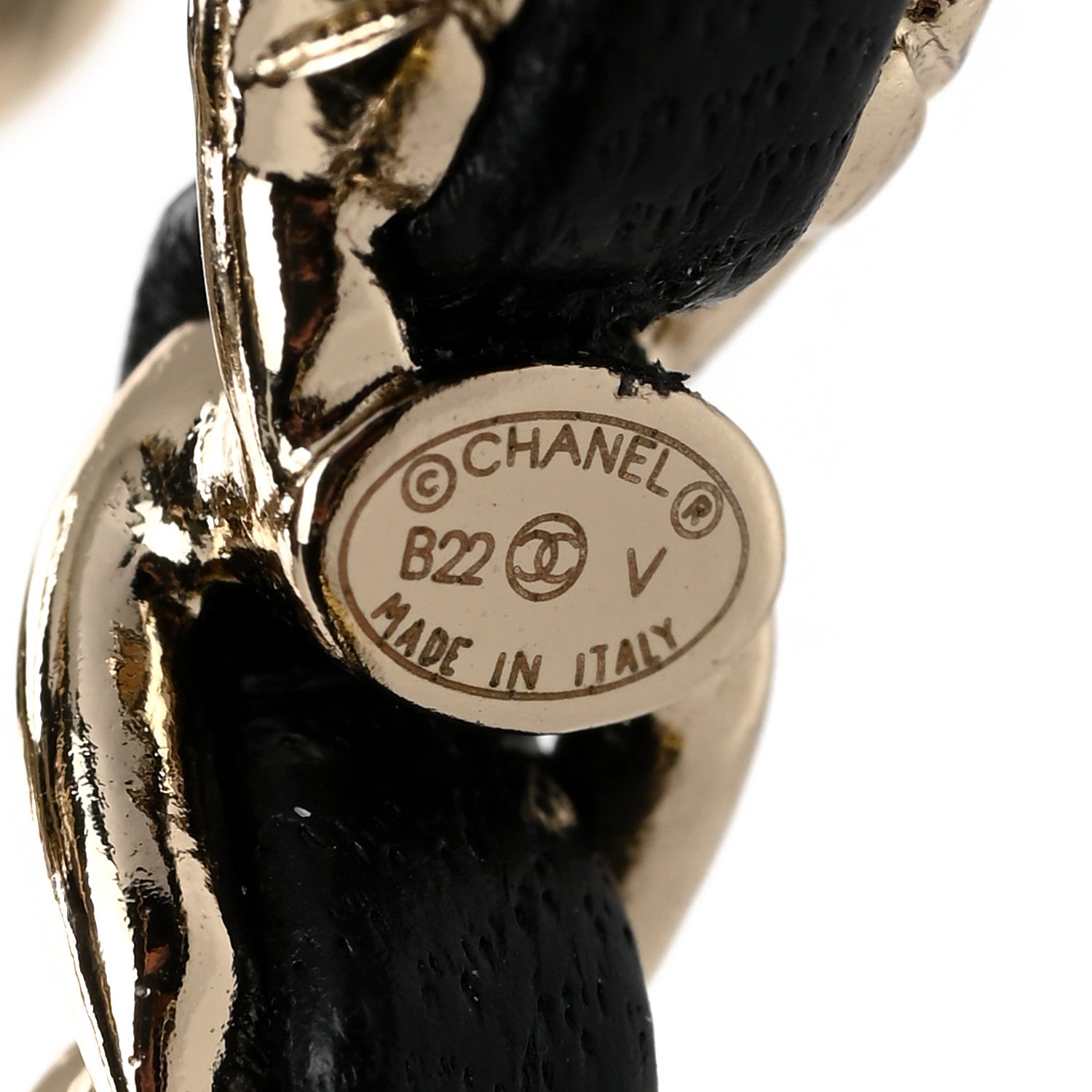 Chanel Lambskin CC Turnlock Chain Hoop Earrings Gold Black 4 of 5