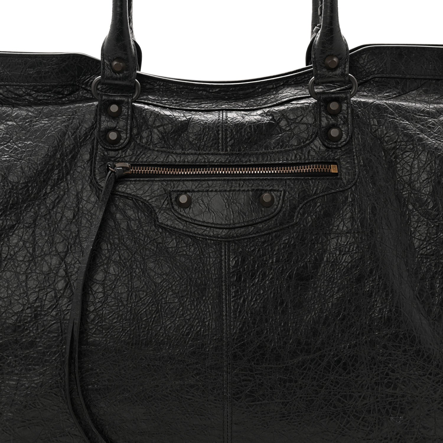 Balenciaga Arena Lambskin Brass Hardware Le City Travel Bag Black