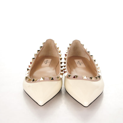 Valentino Garavani Patent Rockstud Ballerina Flats 36.5 Light Ivory Poudre 2 of 9